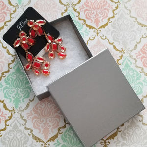 J.Crew Cyrstal Cluster Chandelier Earrings - Red